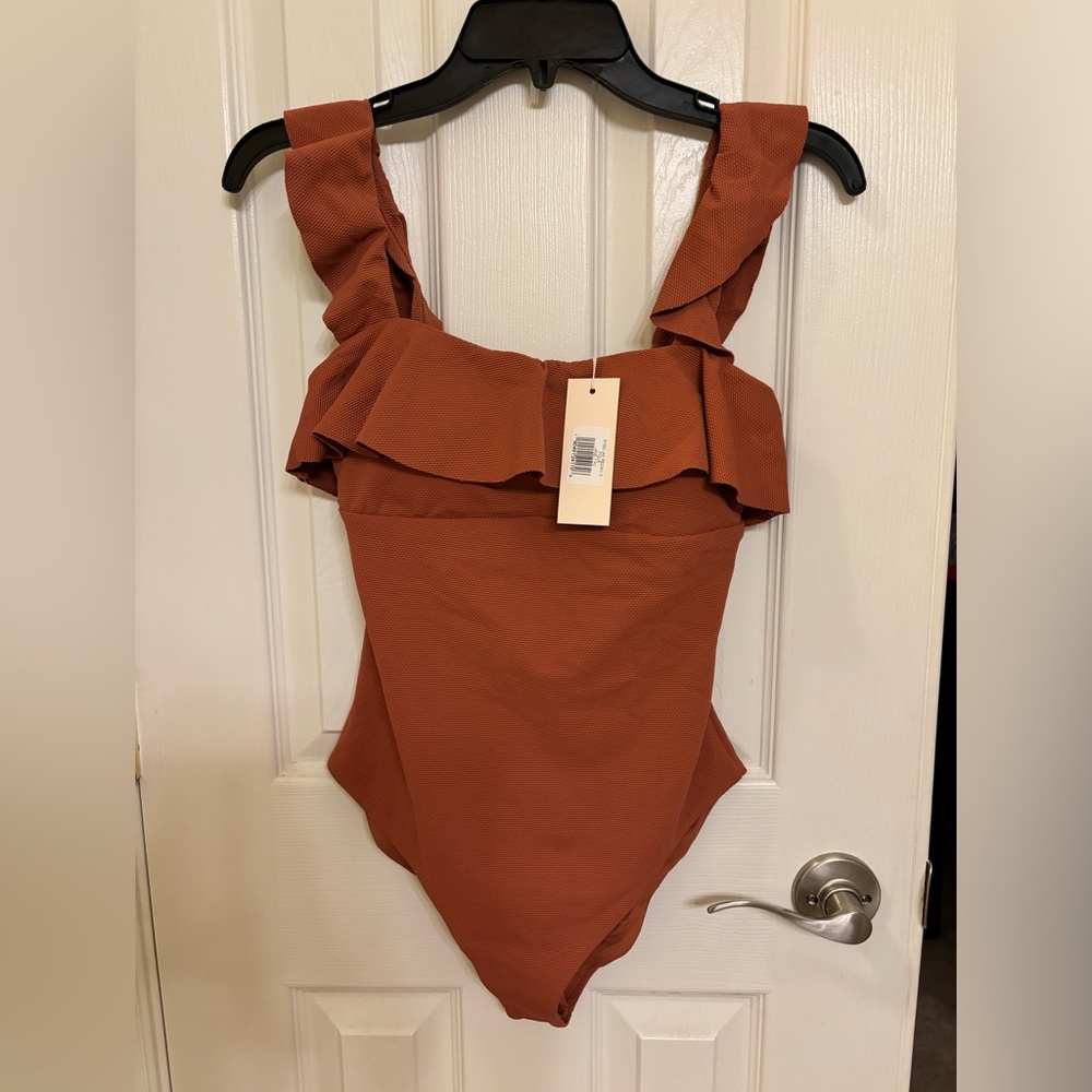 NWT Eberjey Pique Jane One-Piece Swimsuit in Redwood,  Small